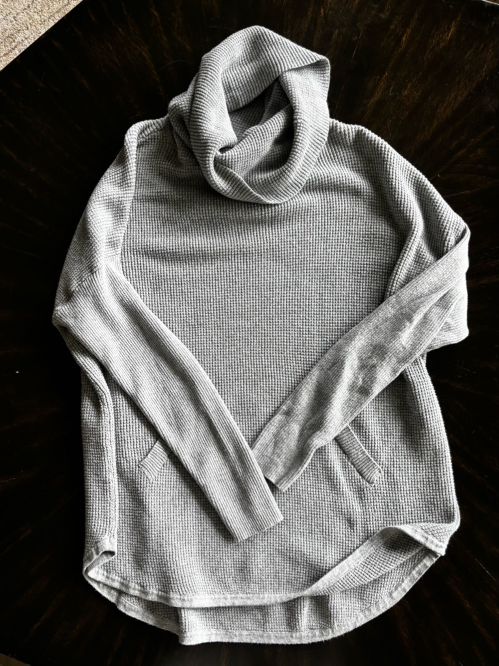 Tribal Gray Waffle-Knit Turtleneck Sweater XS